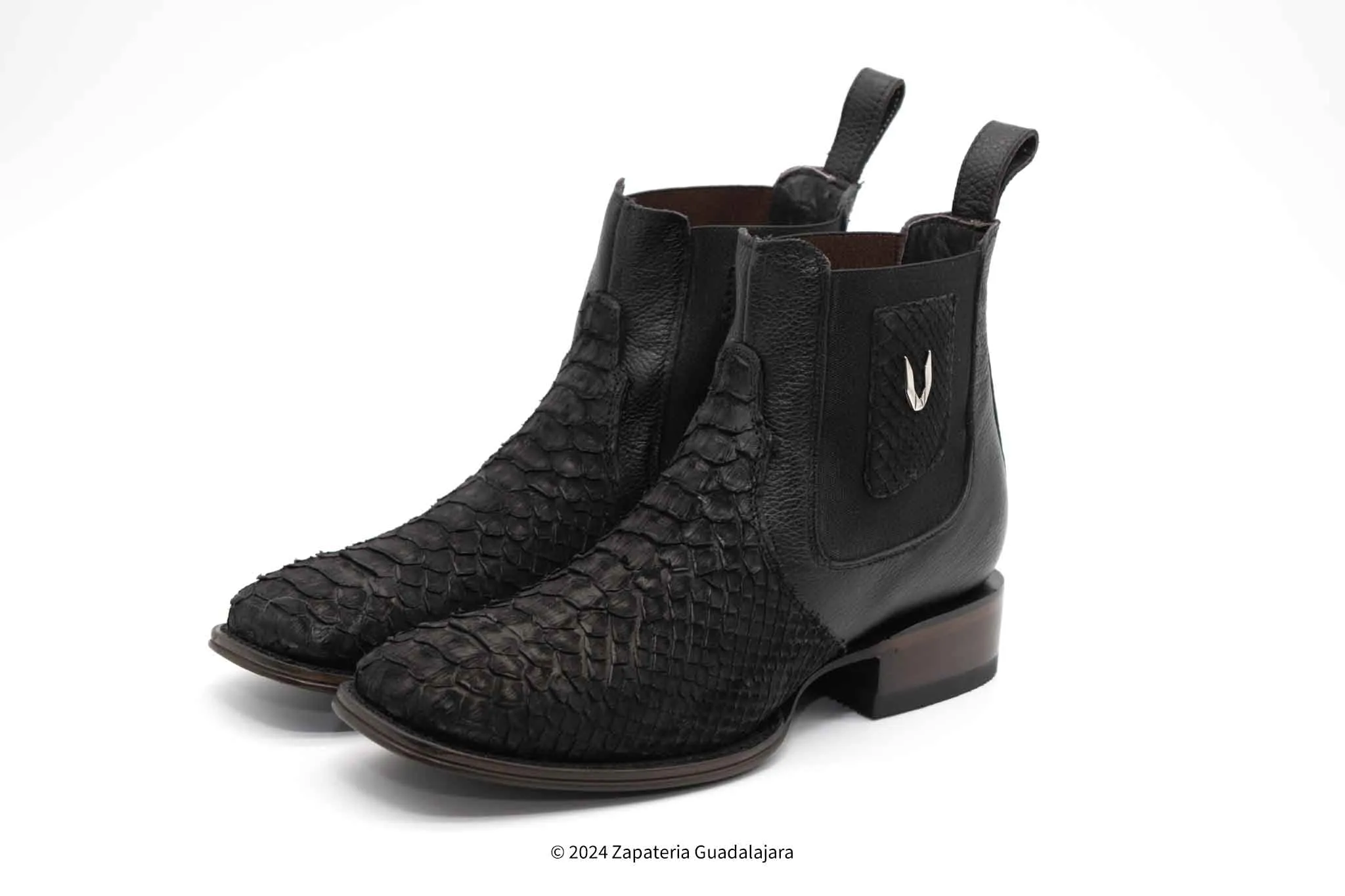 VESTIGIUM 782BN5705 WIDE SQUARE TOE PYTHON NOBUCK BLACK