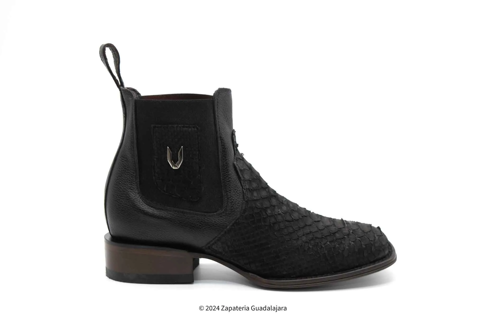VESTIGIUM 782BN5705 WIDE SQUARE TOE PYTHON NOBUCK BLACK