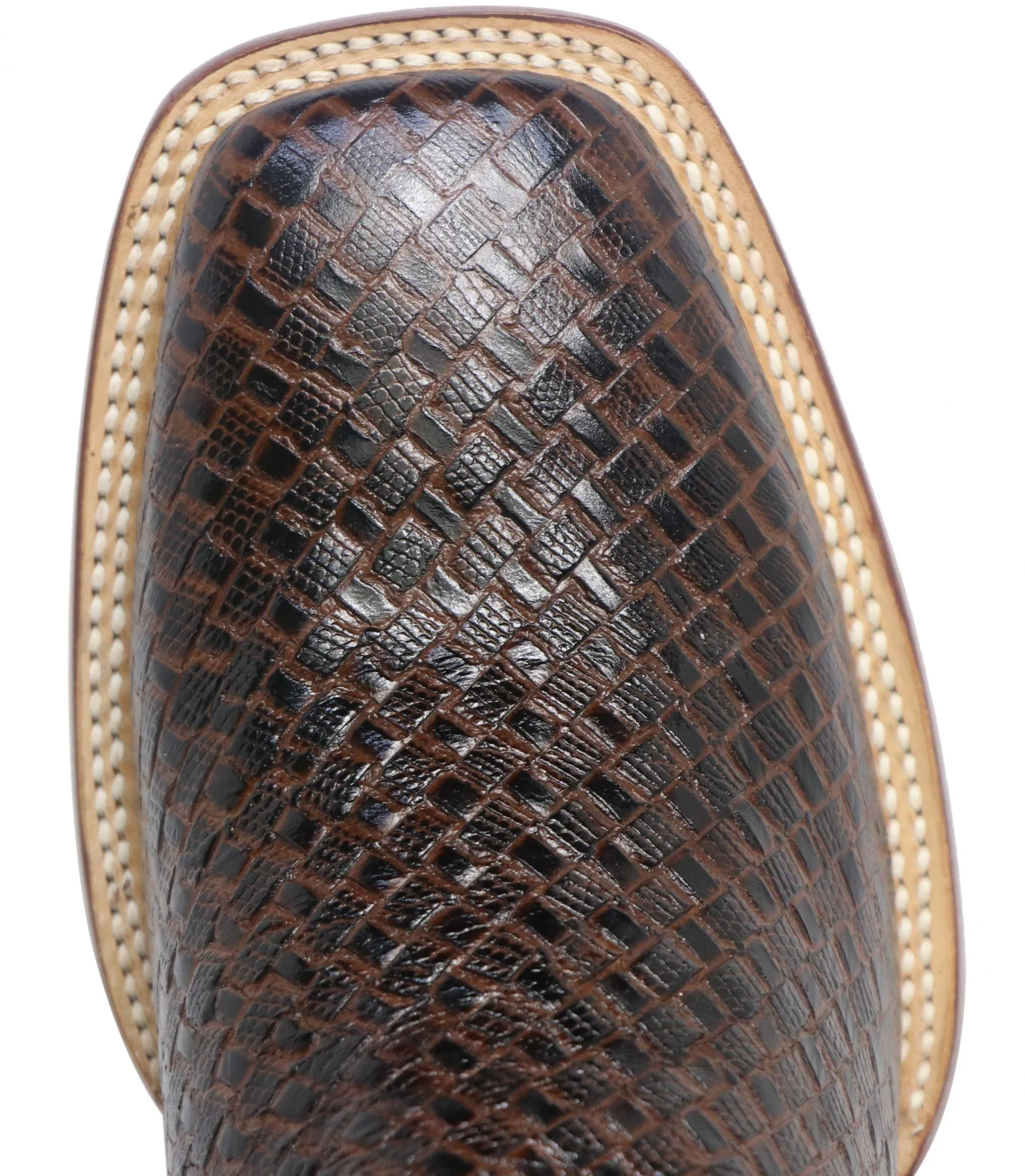 Weave Print Square Toe Boots