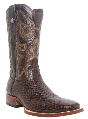 Weave Print Square Toe Boots