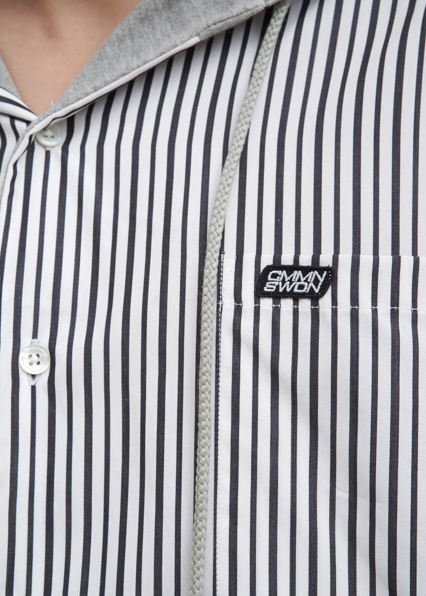 White Stripe Riley Hooded Shirt