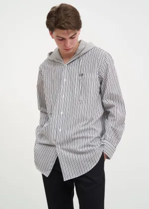 White Stripe Riley Hooded Shirt