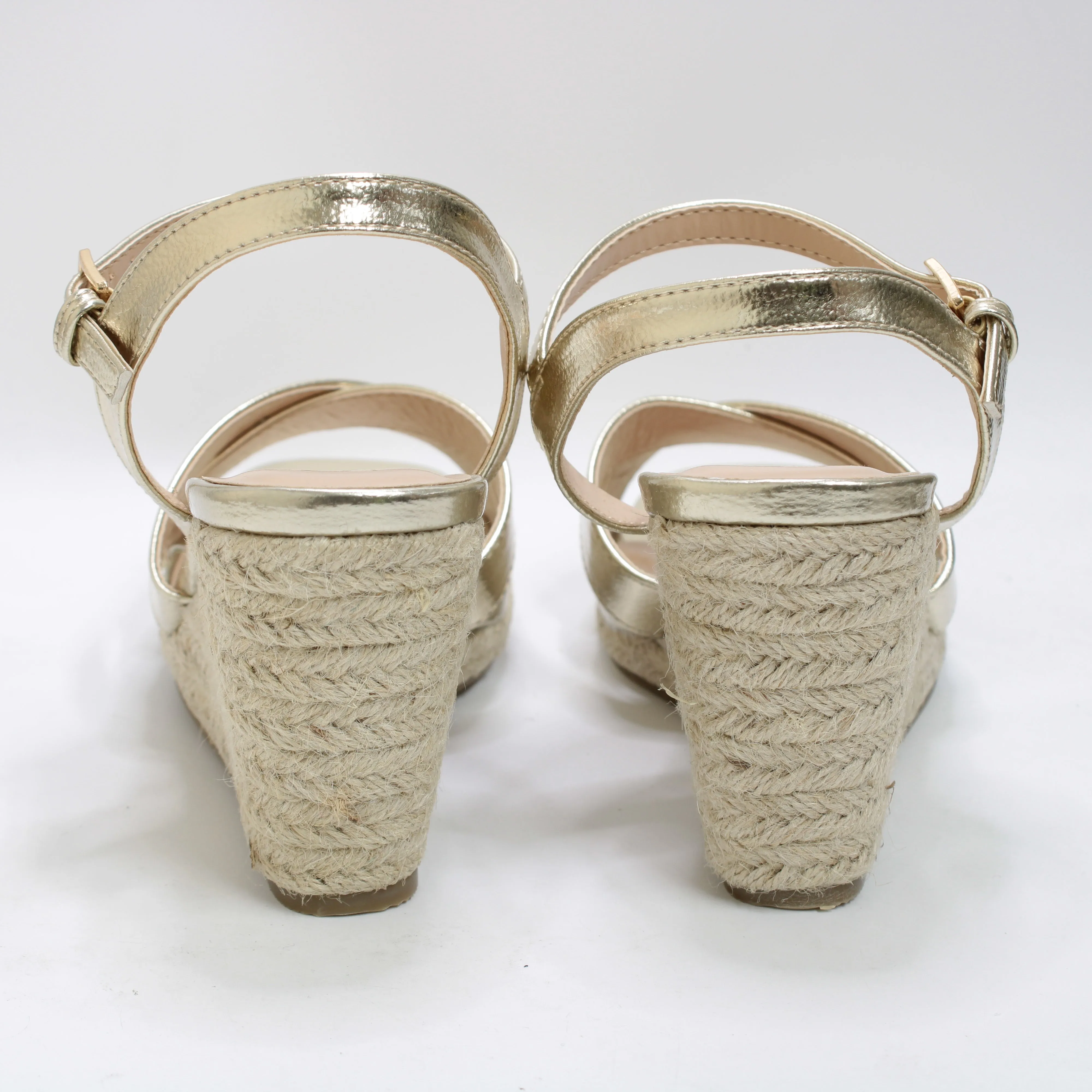 Womens Office Hattie Two Part Cross Strap Wedge Gold