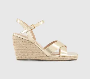 Womens Office Hattie Two Part Cross Strap Wedge Gold